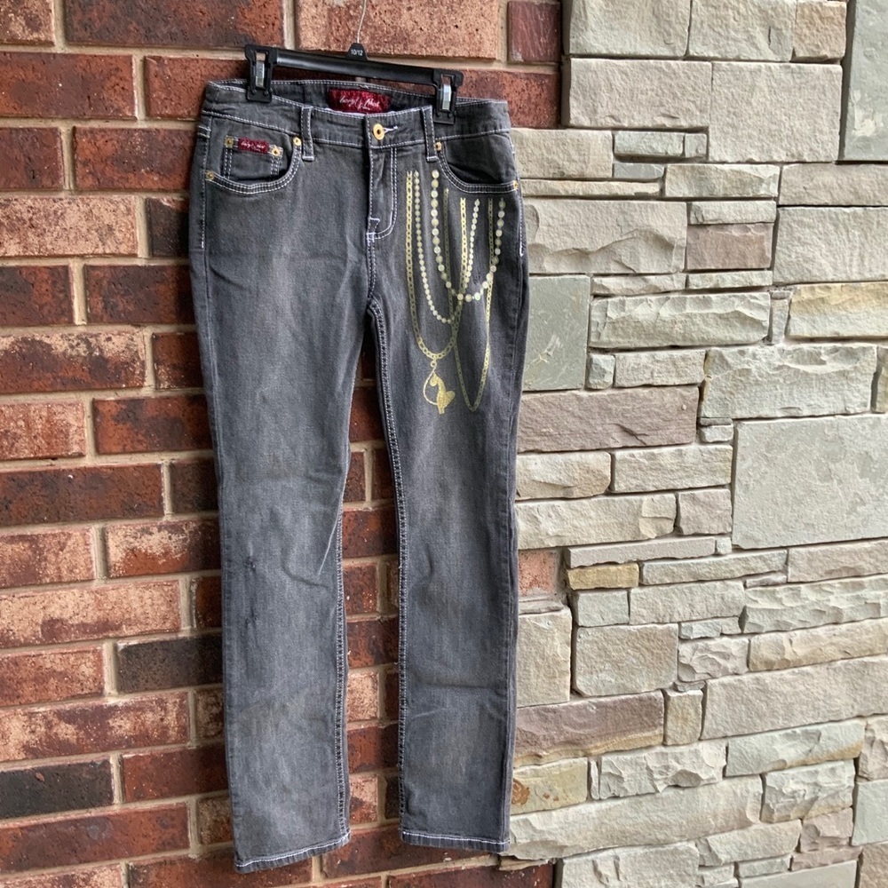 Baby Phat Gray Jeans w Pearlized Gems Jr 11